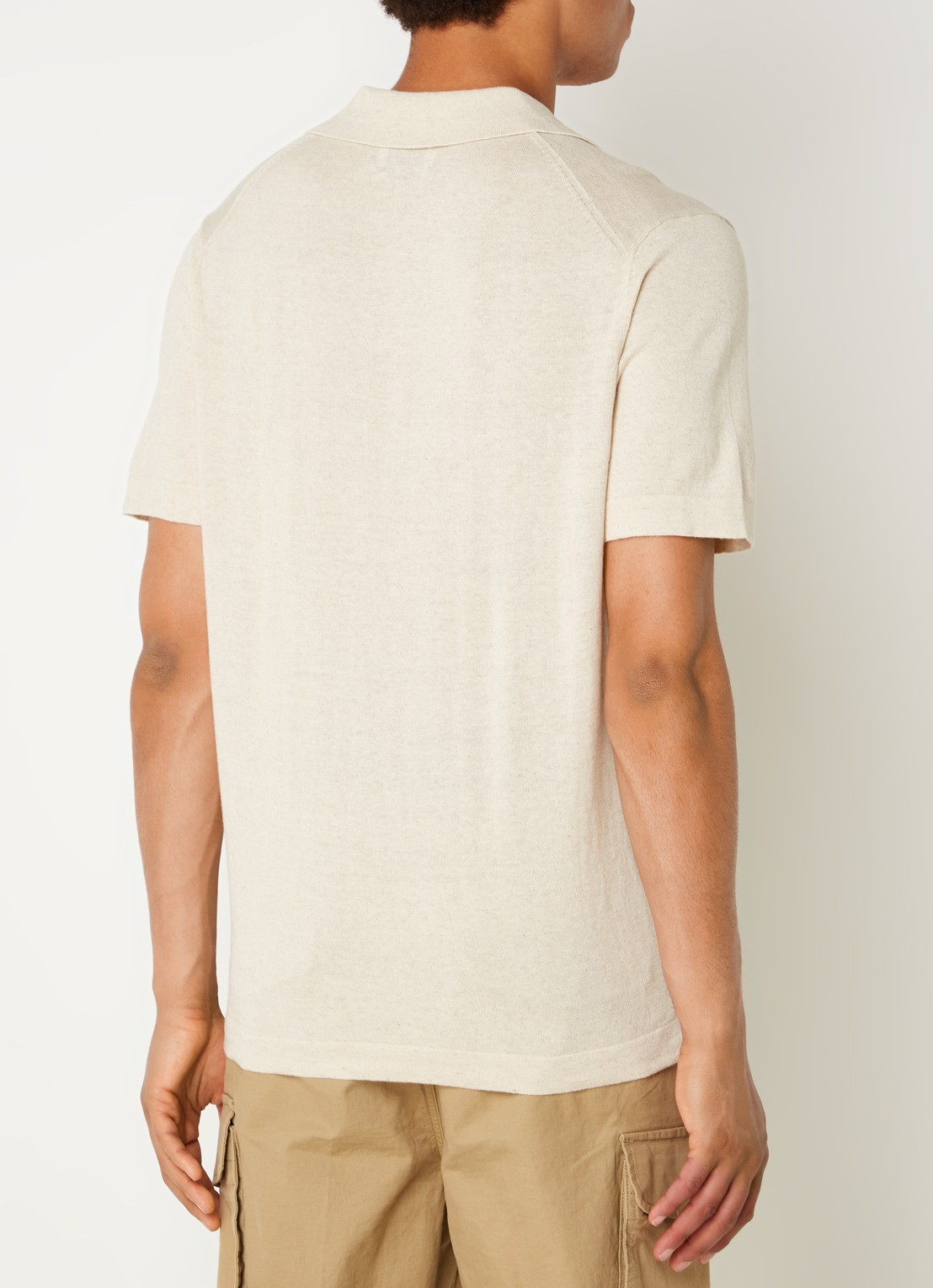 NN.07 Ryan regular fit polo in linnenblend - achterkant donkerbeige