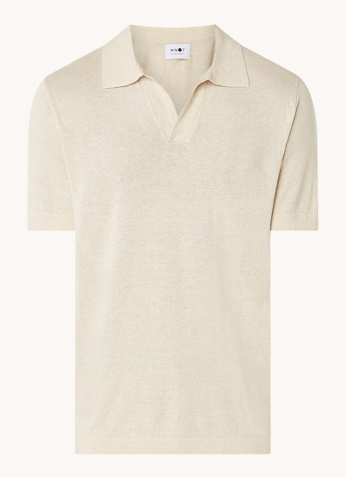 NN.07 Ryan regular fit polo in linnenblend - voorkant 2 donkerbeige