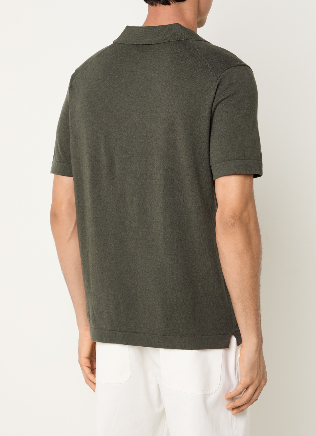 NN.07 Ryan regular fit polo in linnenblend - achterkant groen