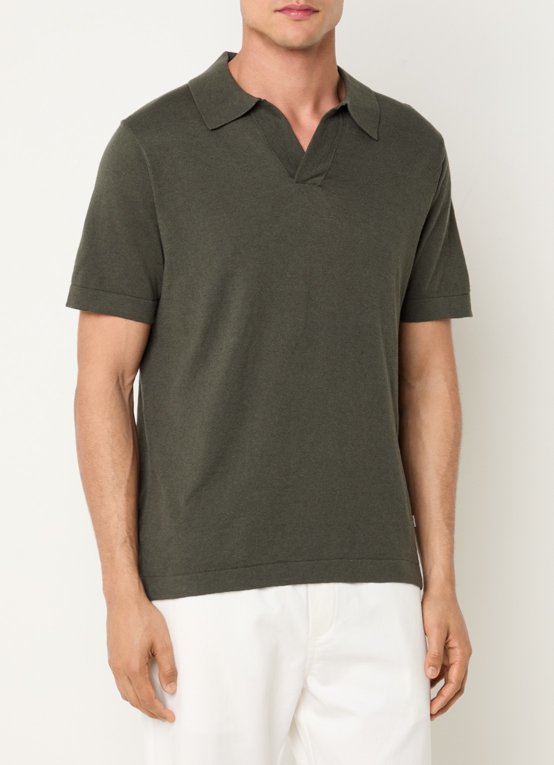 NN.07 Ryan regular fit polo in linnenblend - detail 4 groen