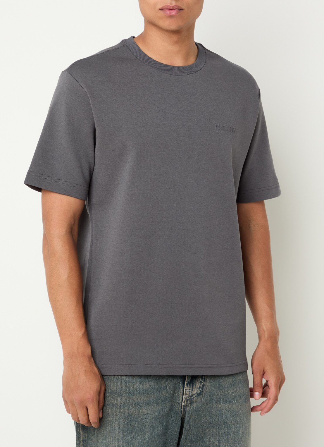 NN.07 T-shirt met 3D logo - detail 3 donkergrijs