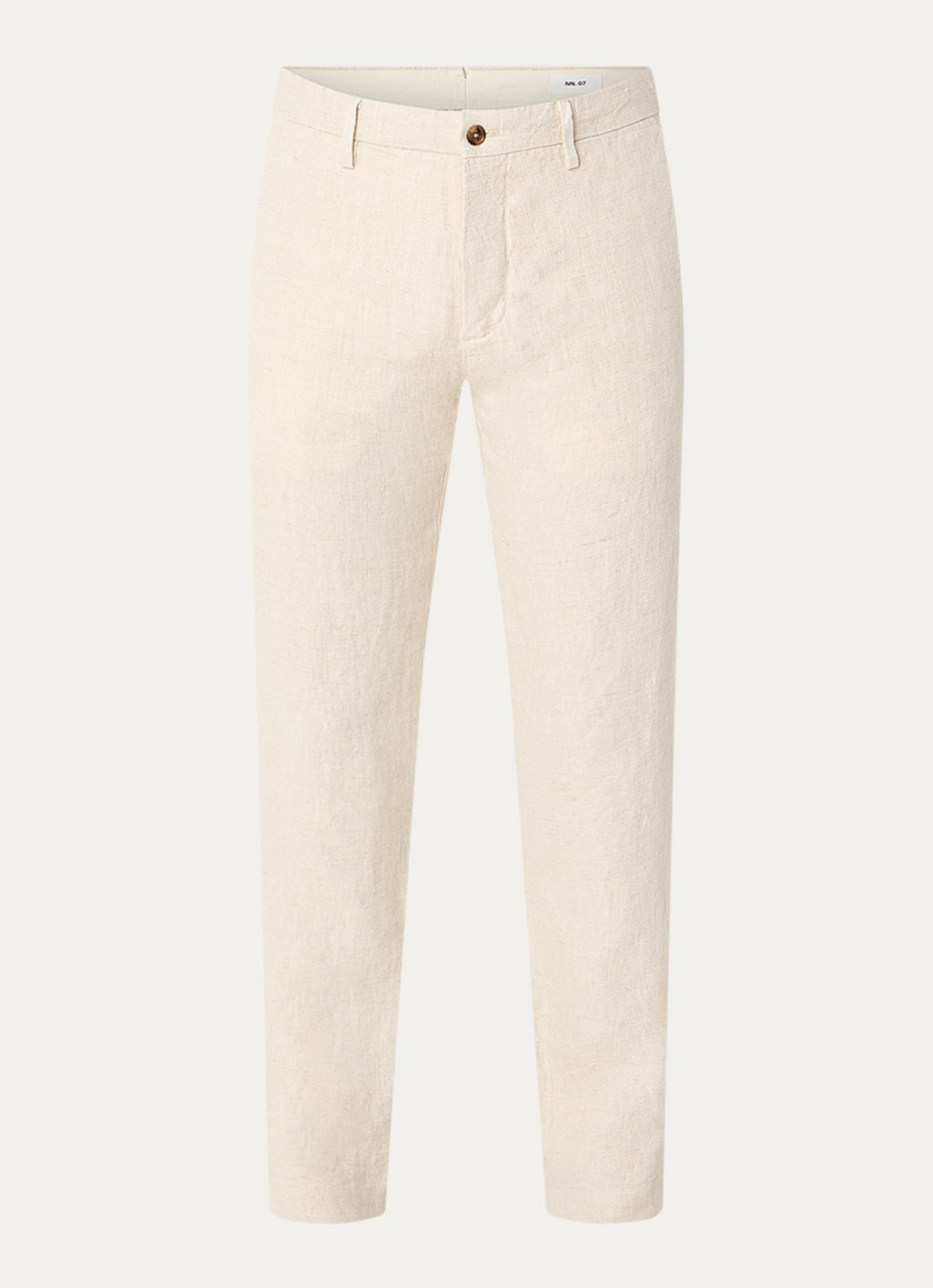 NN.07 Theo slim fit broek van linnen met steekzakken - voorkant 4 beige