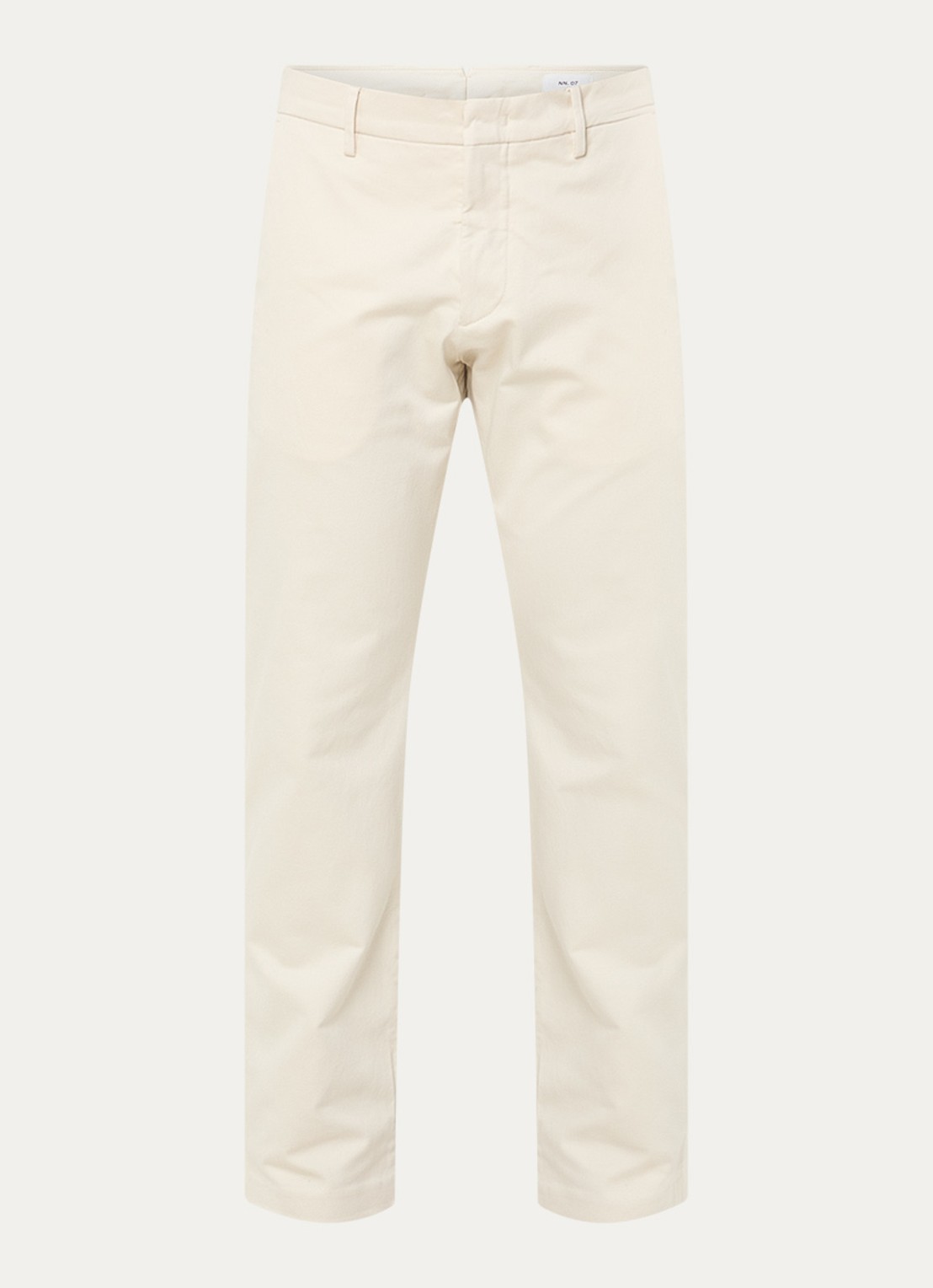 NN.07 Theo slim fit chino van  katoen met steekzakken - voorkant 4 creme
