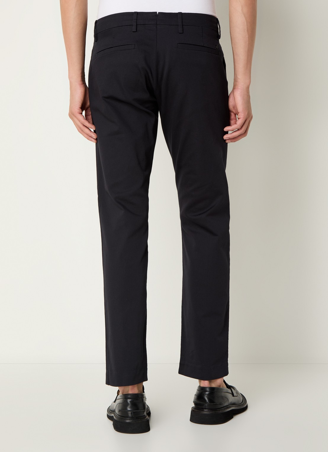 NN.07 Theo slim fit pantalon van  katoen met steekzakken - achterkant 3 donkerblauw