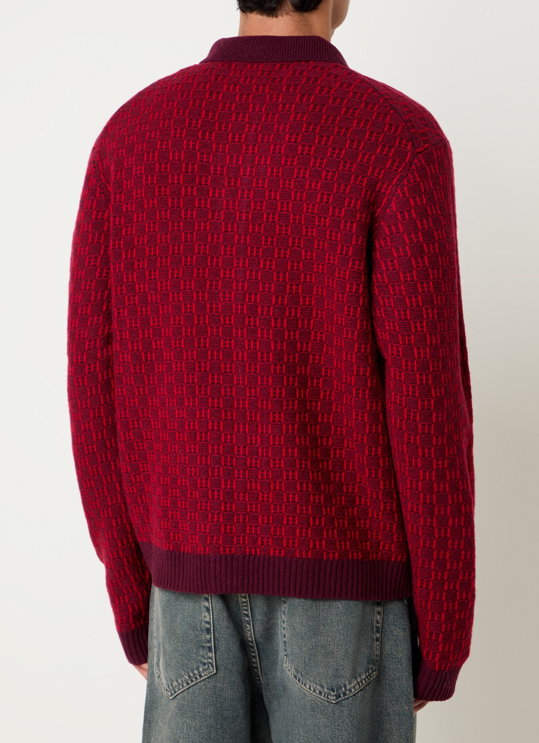 NN.07 Thor fijngebreid vest met ingebreid patroon - achterkant 4 rood
