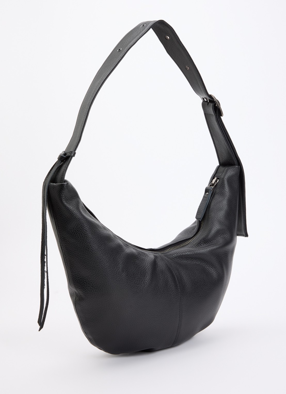Nona Banana XL crossbodytas van leer met verstelbare schouderriem - achterkant 2 zwart