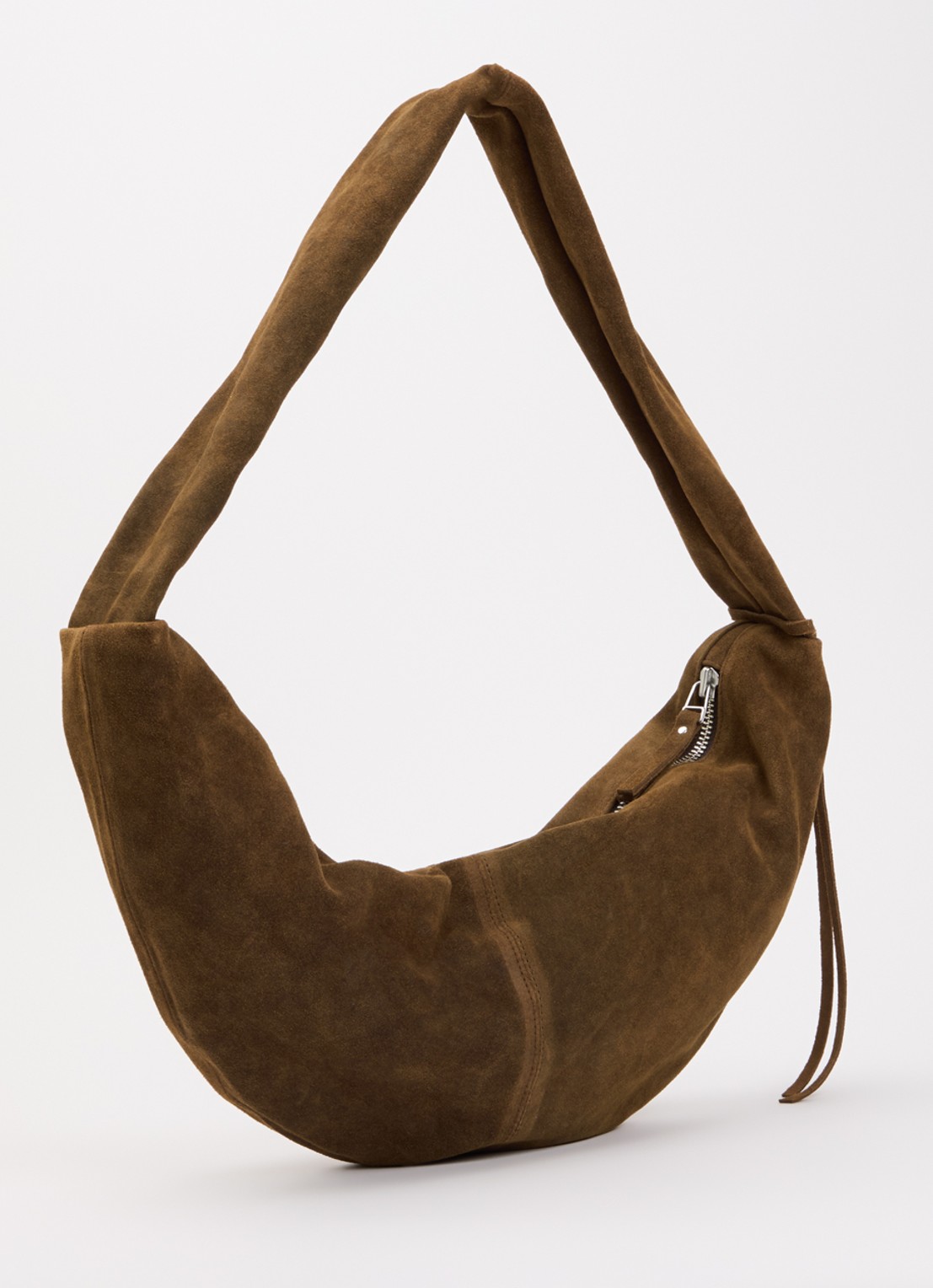 Nona Banana XL crossbodytas van suède  - achterkant donkerbruin