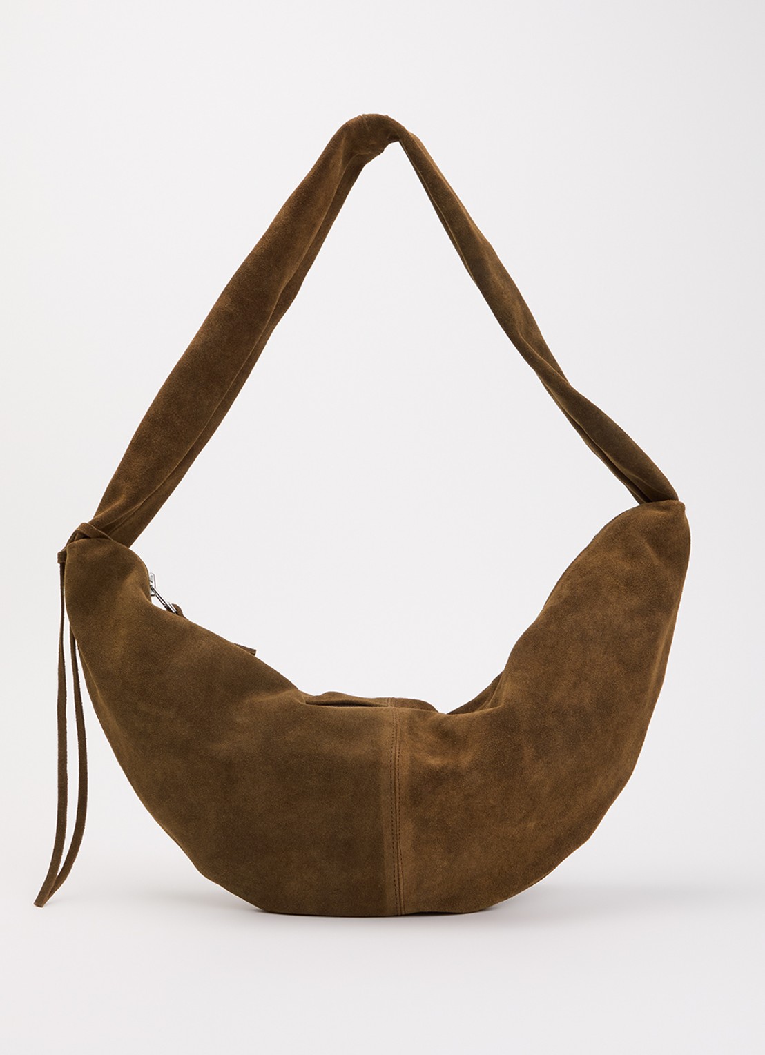 Nona Banana XL crossbodytas van suède  - voorkant 5 donkerbruin
