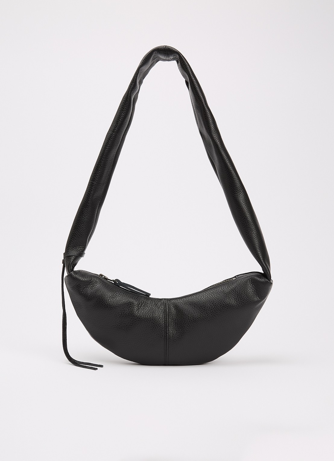 Nona Banana XS crossbodytas van leer  - voorkant zwart