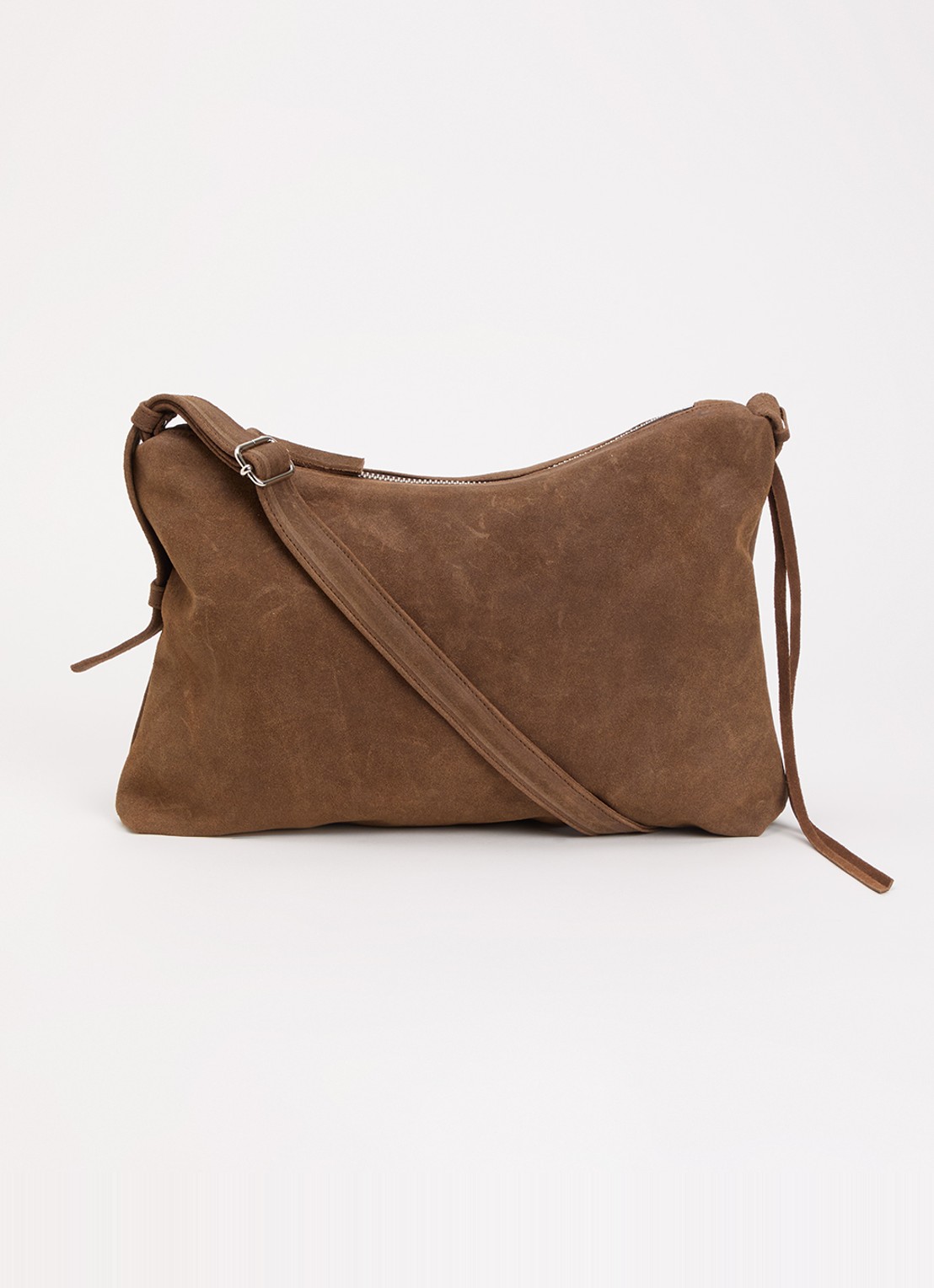 Nona Crossbodytas van suéde  - voorkant bruin