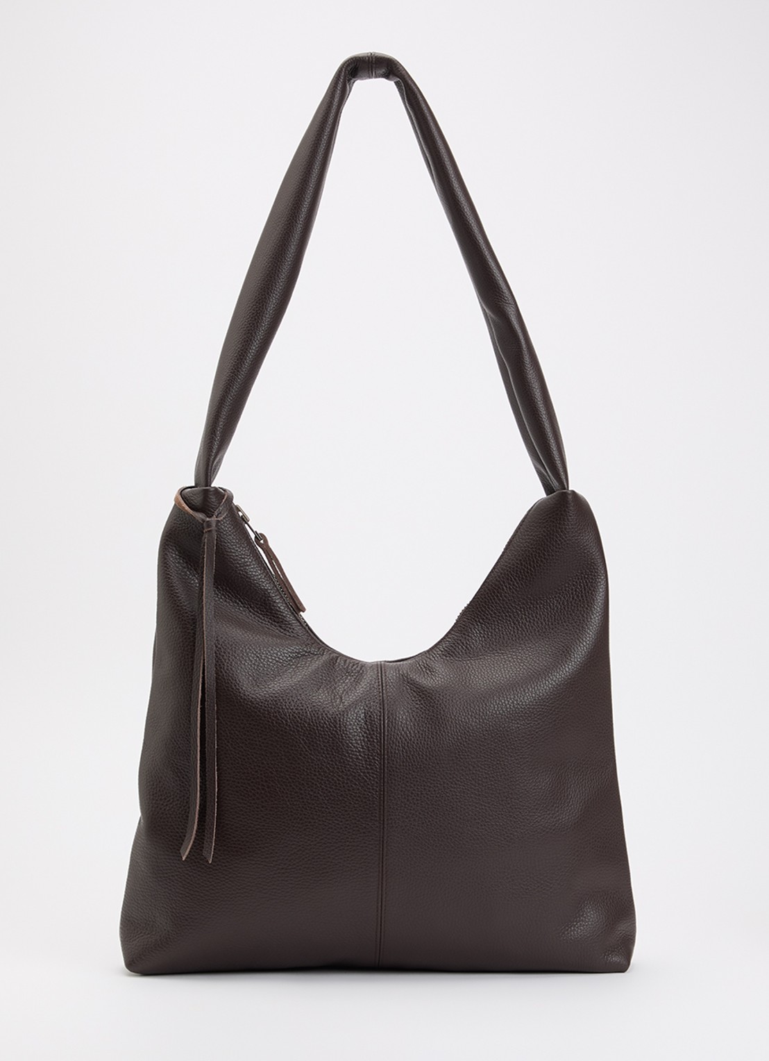 Nona M crossbodytas van leer - voorkant 2 donkerbruin