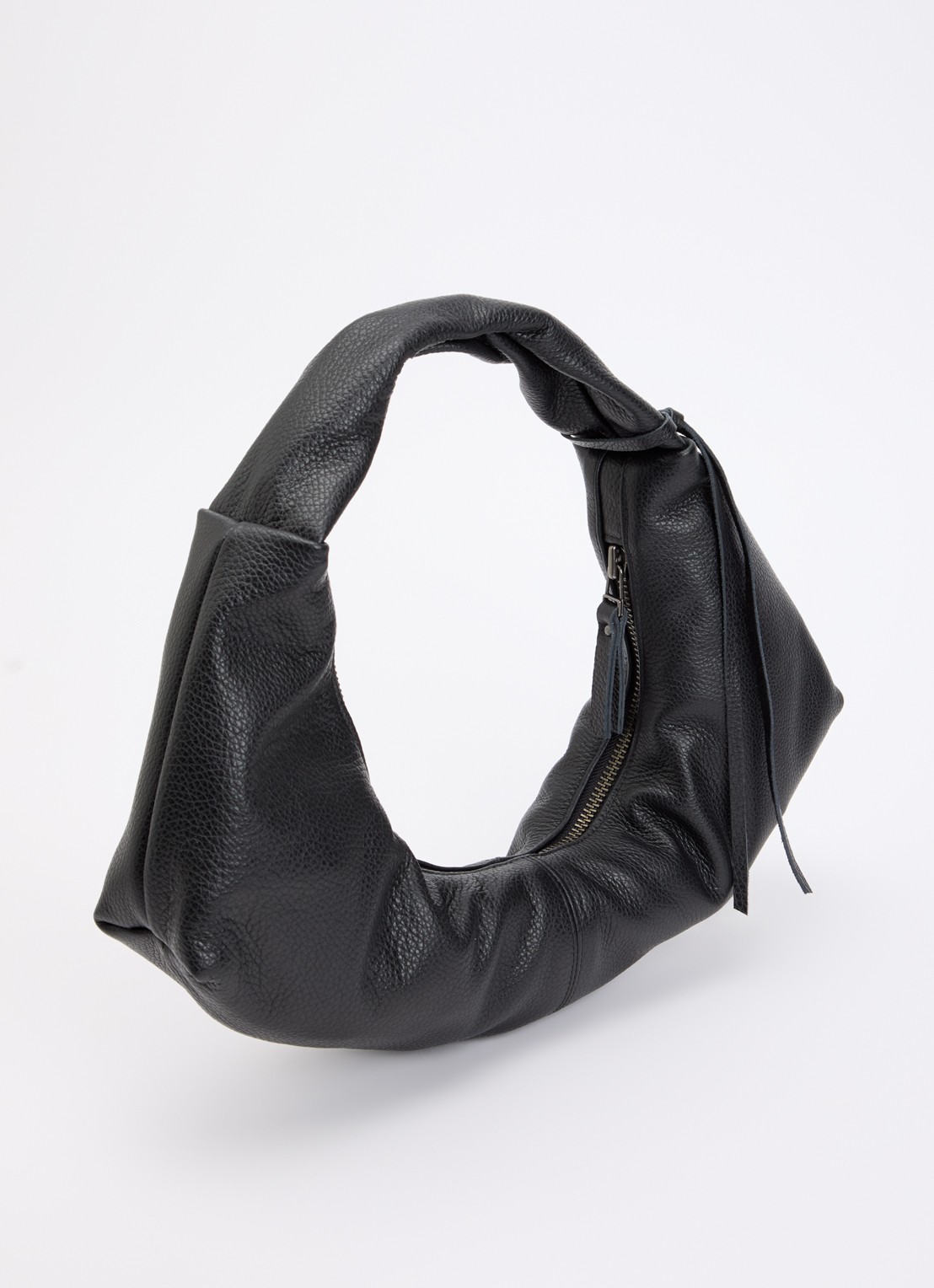 Nona Slouchy schoudertas van leer - achterkant 5 zwart