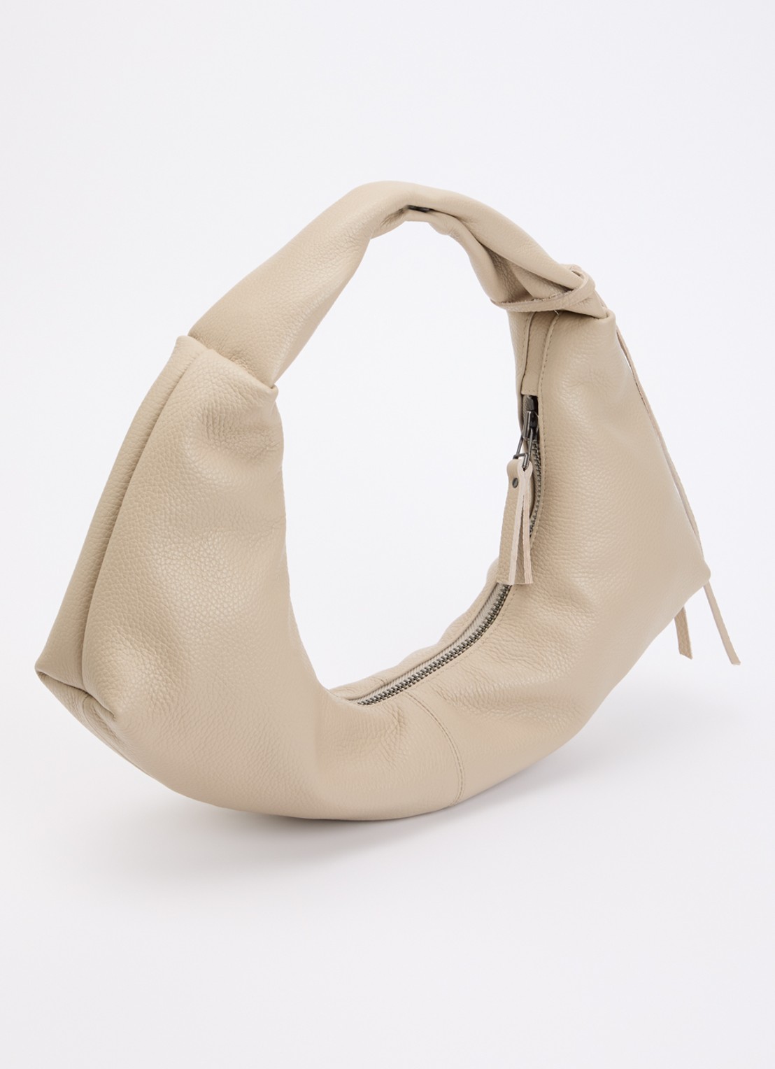 Nona Slouchy schoudertas van leer - achterkant 5 beige