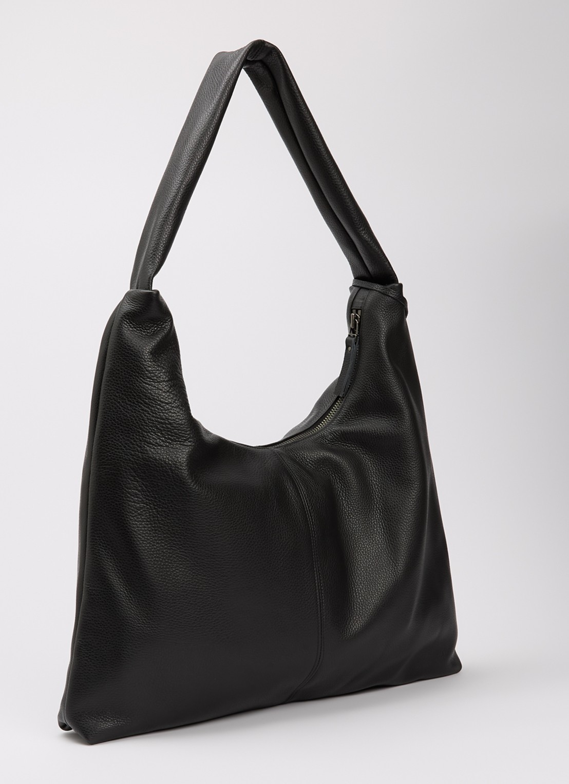 Nona XL crossbodytas van leer met structuur - achterkant 5 zwart