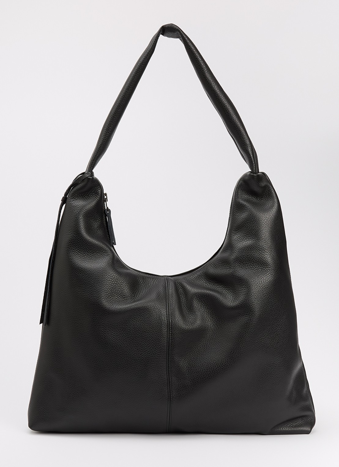 Nona XL crossbodytas van leer met structuur - voorkant zwart