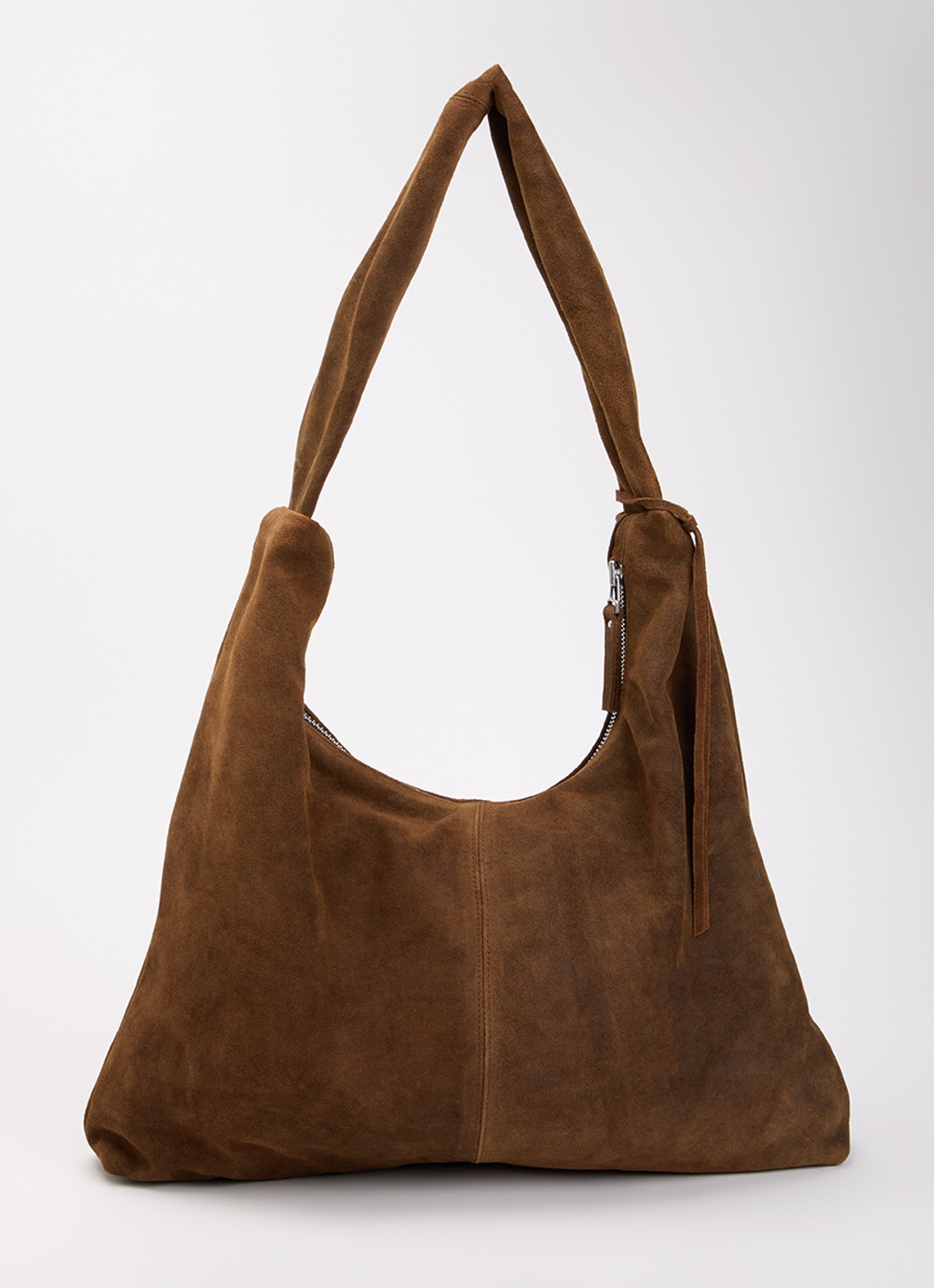 Nona XL crossbodytas van suède - voorkant 5 bruin