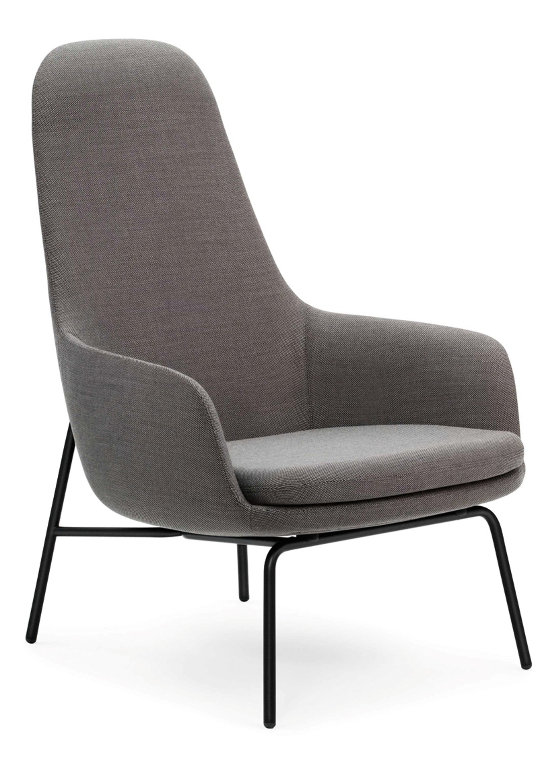 Normann Copenhagen Era Lounge Chair High loungestoel met zwart stalen onderstel - voorkant grijs