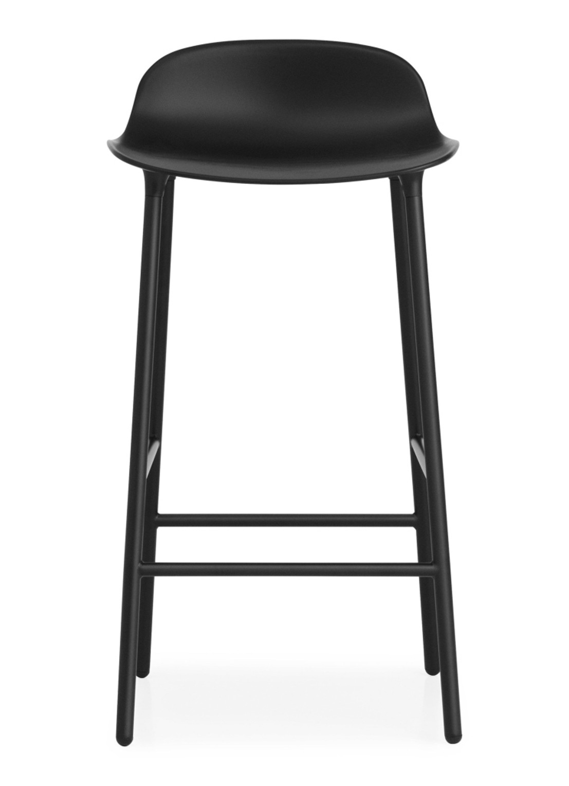 Normann Copenhagen Form Barstool barkruk 65 cm met stalen onderstel  - voorkant zwart