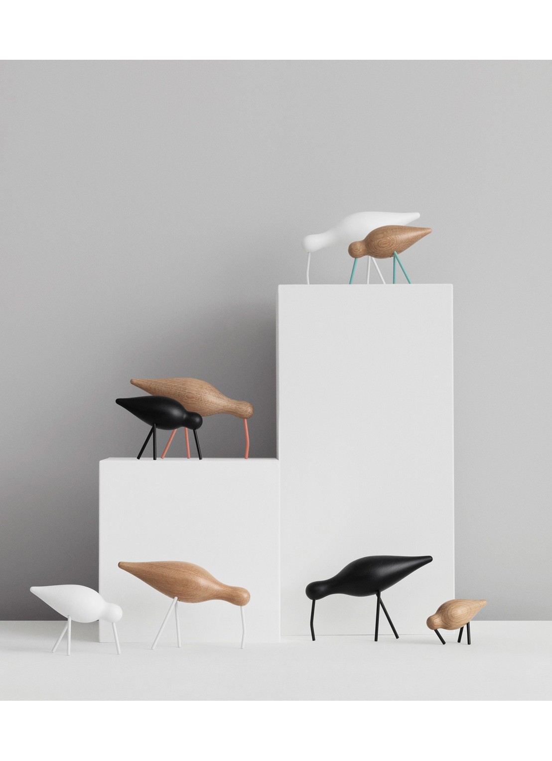Normann Copenhagen Shorebird ornament van hout 7,5 cm - achterkant beige