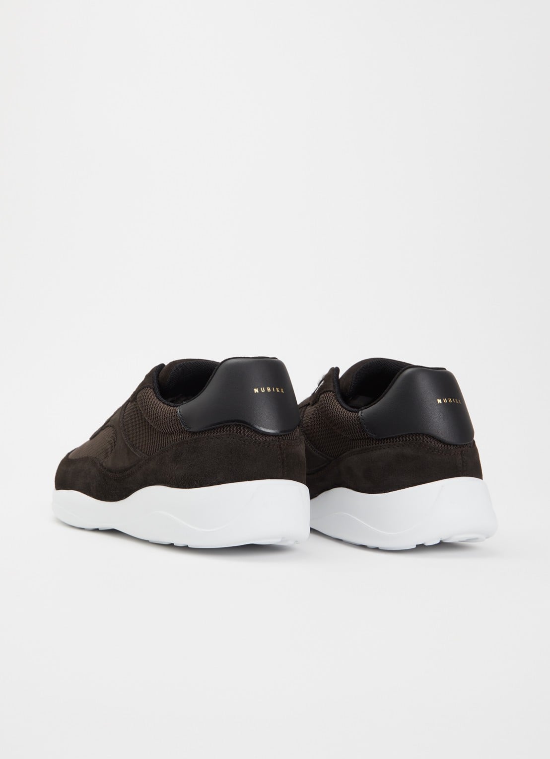Nubikk Denzel Dane sneaker van mesh met suède details - achterkant donkerbruin