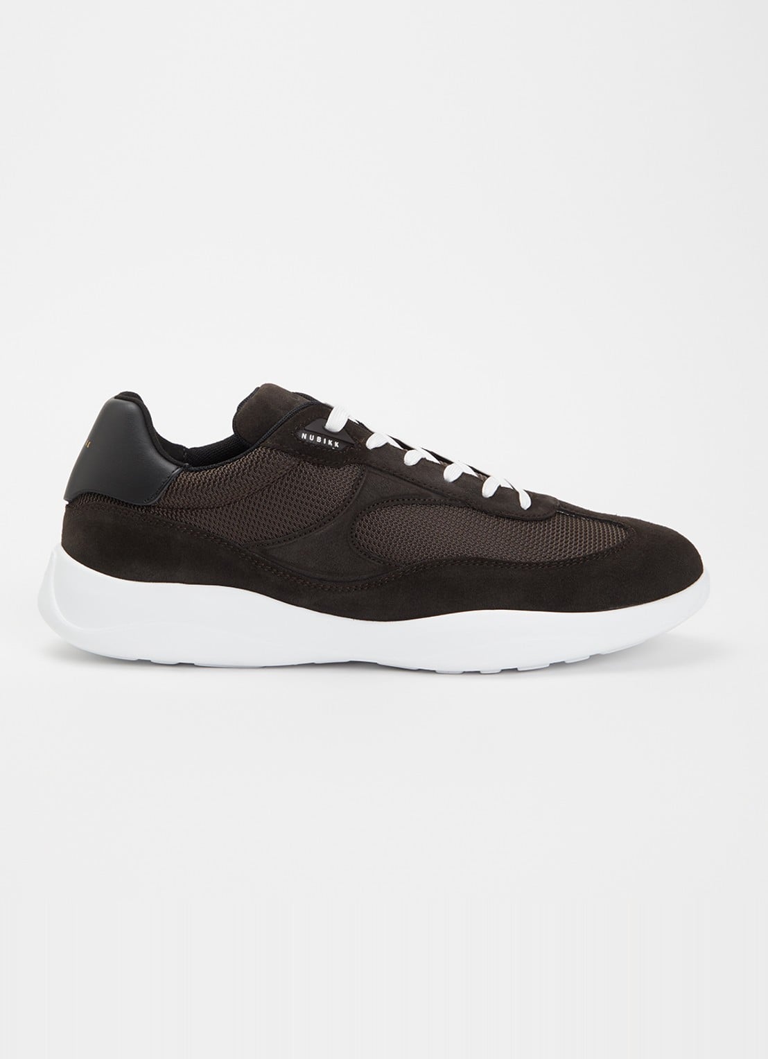 Nubikk Denzel Dane sneaker van mesh met suède details - voorkant 5 donkerbruin