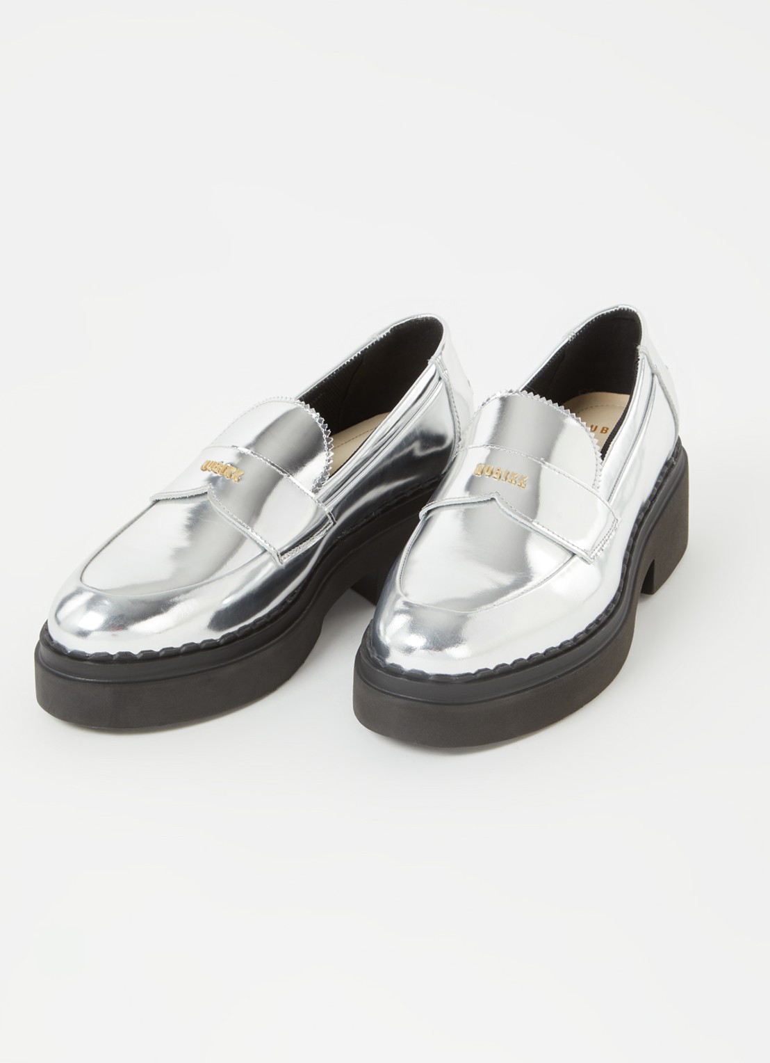 Nubikk Frankie loafers van leer met metallic finish - detail 2 zilver