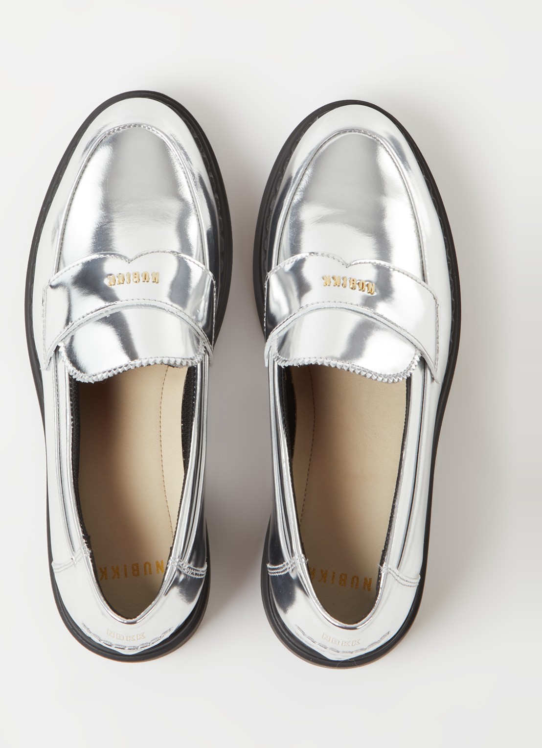 Nubikk Frankie loafers van leer met metallic finish - detail 4 zilver