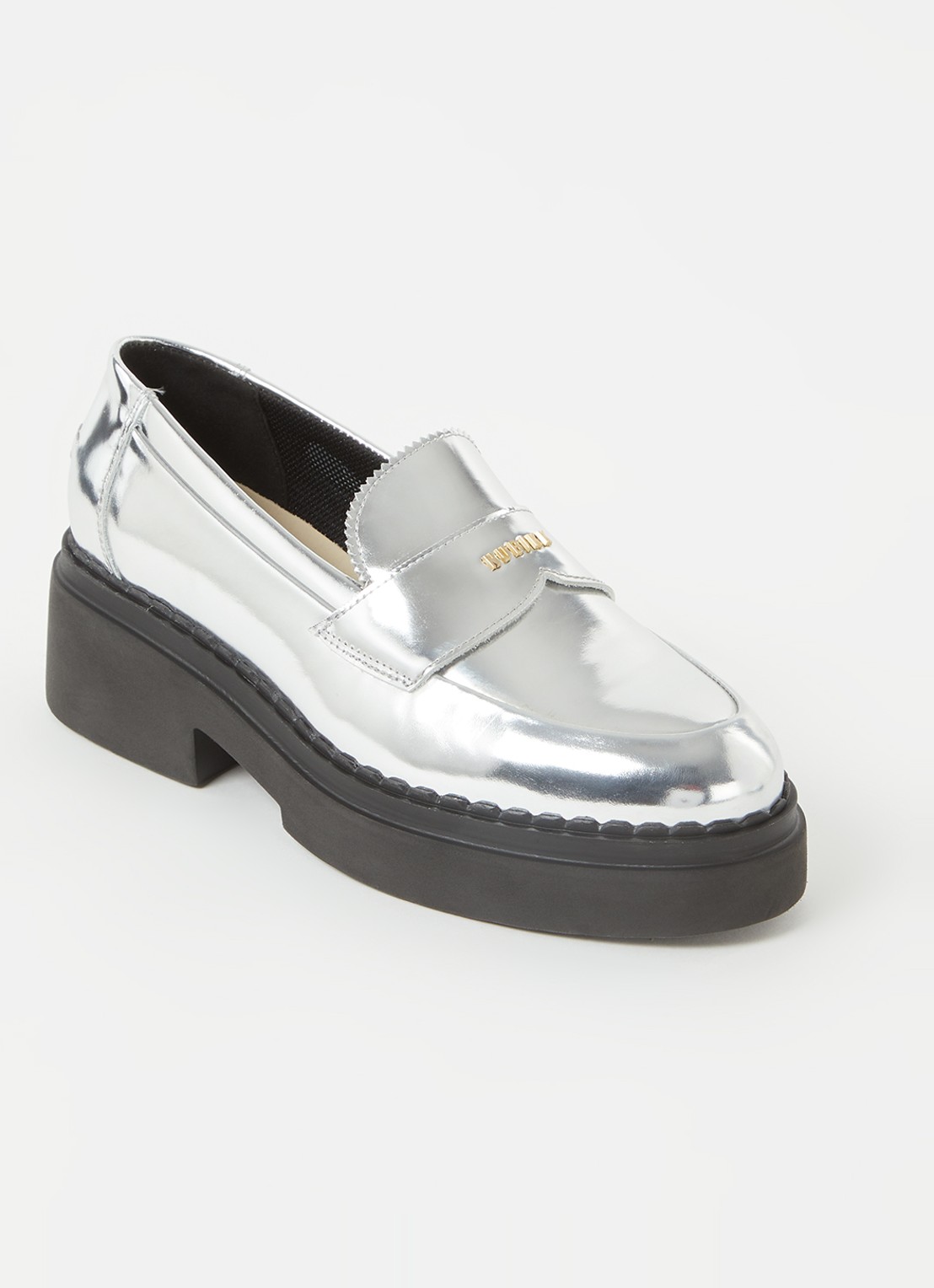 Nubikk Frankie loafers van leer met metallic finish - voorkant zilver