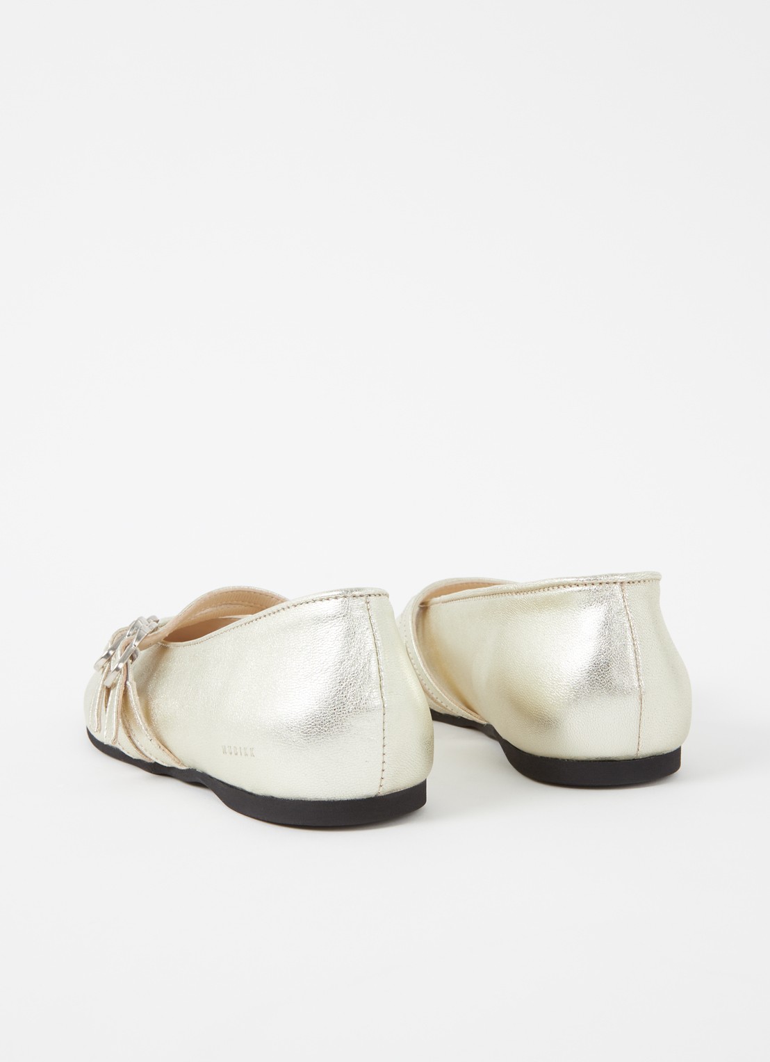 Nubikk Gisele Grace ballerina van leer met metallic finish - achterkant goud