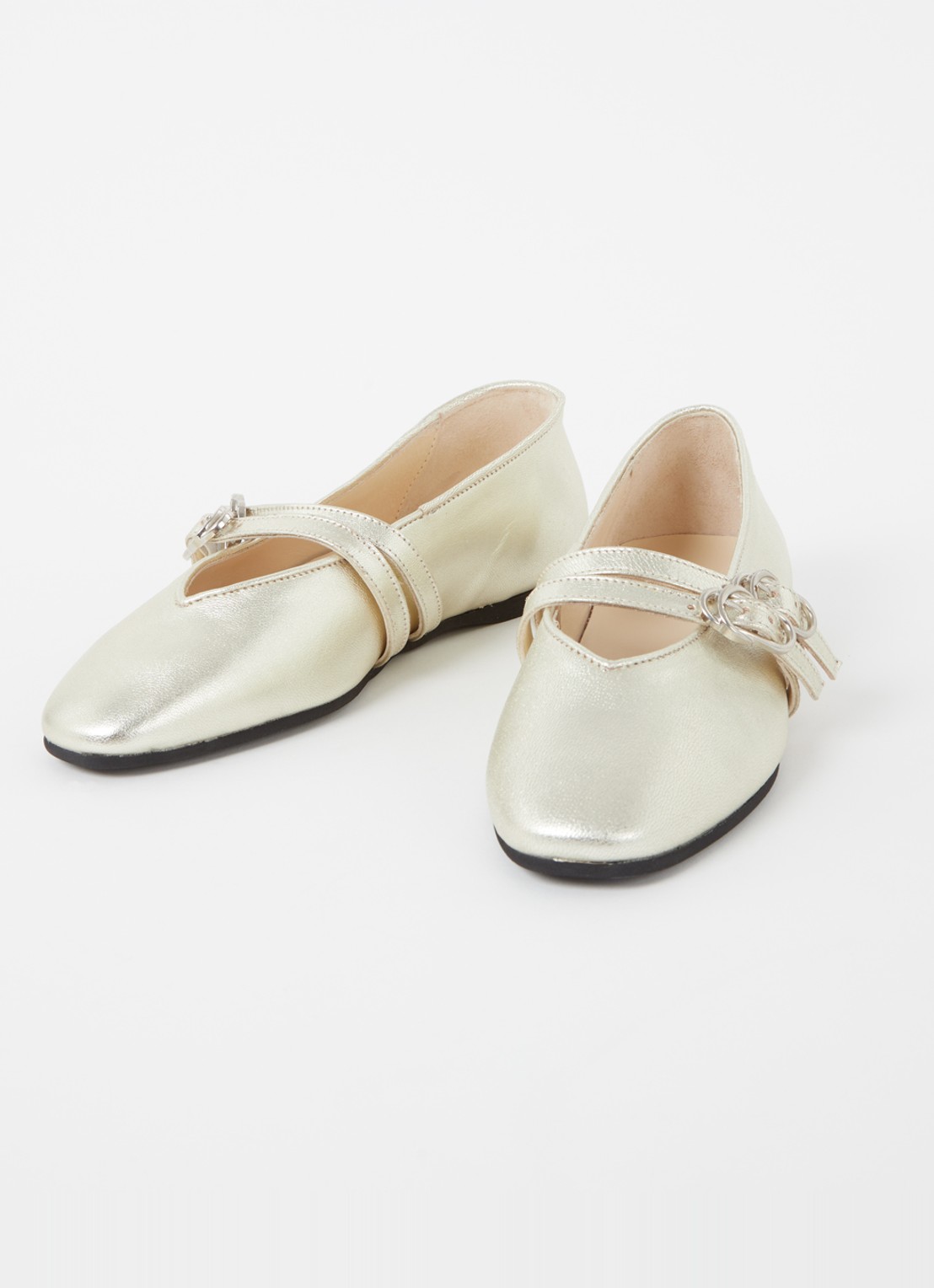 Nubikk Gisele Grace ballerina van leer met metallic finish - detail 2 goud