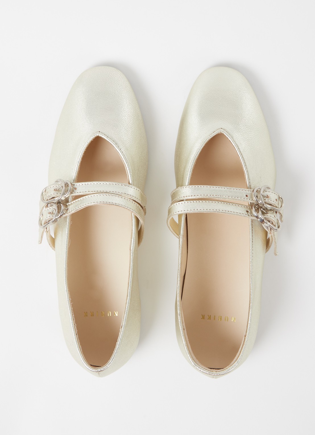 Nubikk Gisele Grace ballerina van leer met metallic finish - detail 3 goud