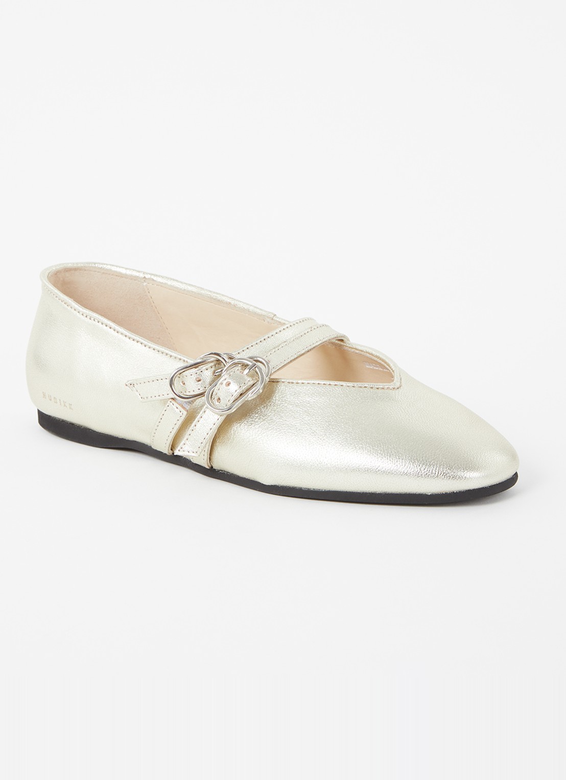 Nubikk Gisele Grace ballerina van leer met metallic finish - voorkant 5 goud