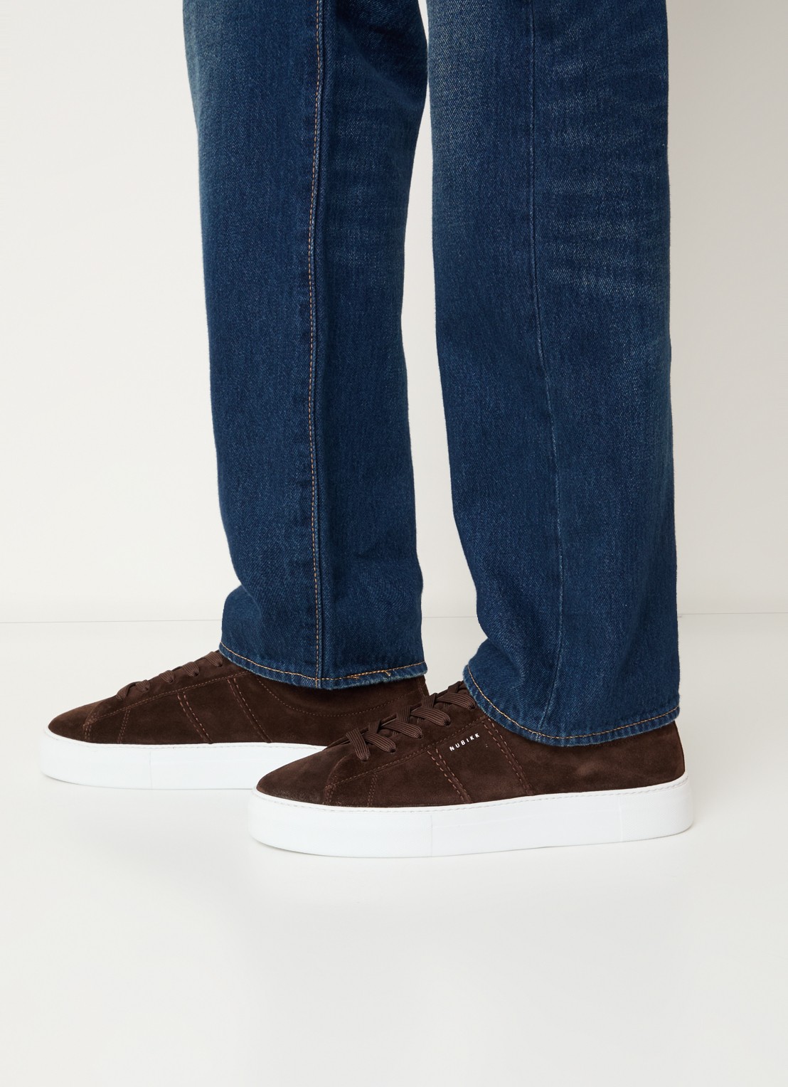 Nubikk Jagger Morris sneaker van suède - voorkant 6 donkerbruin