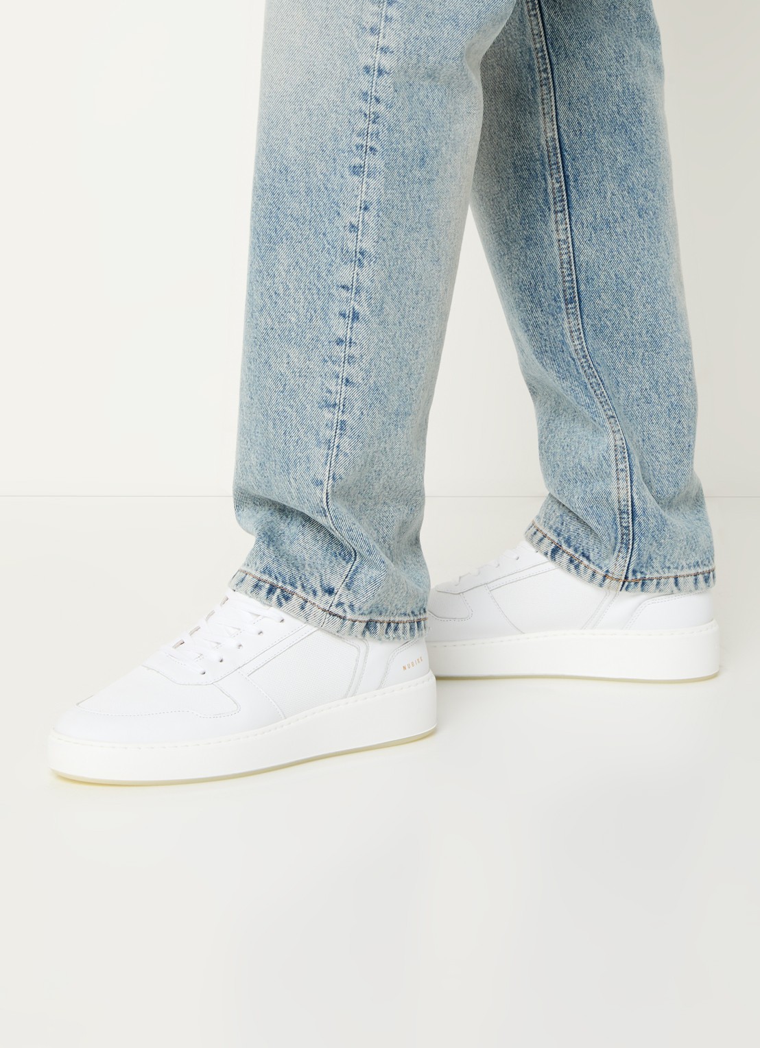 Nubikk Jiro Luca sneaker van leer - voorkant 4 wit