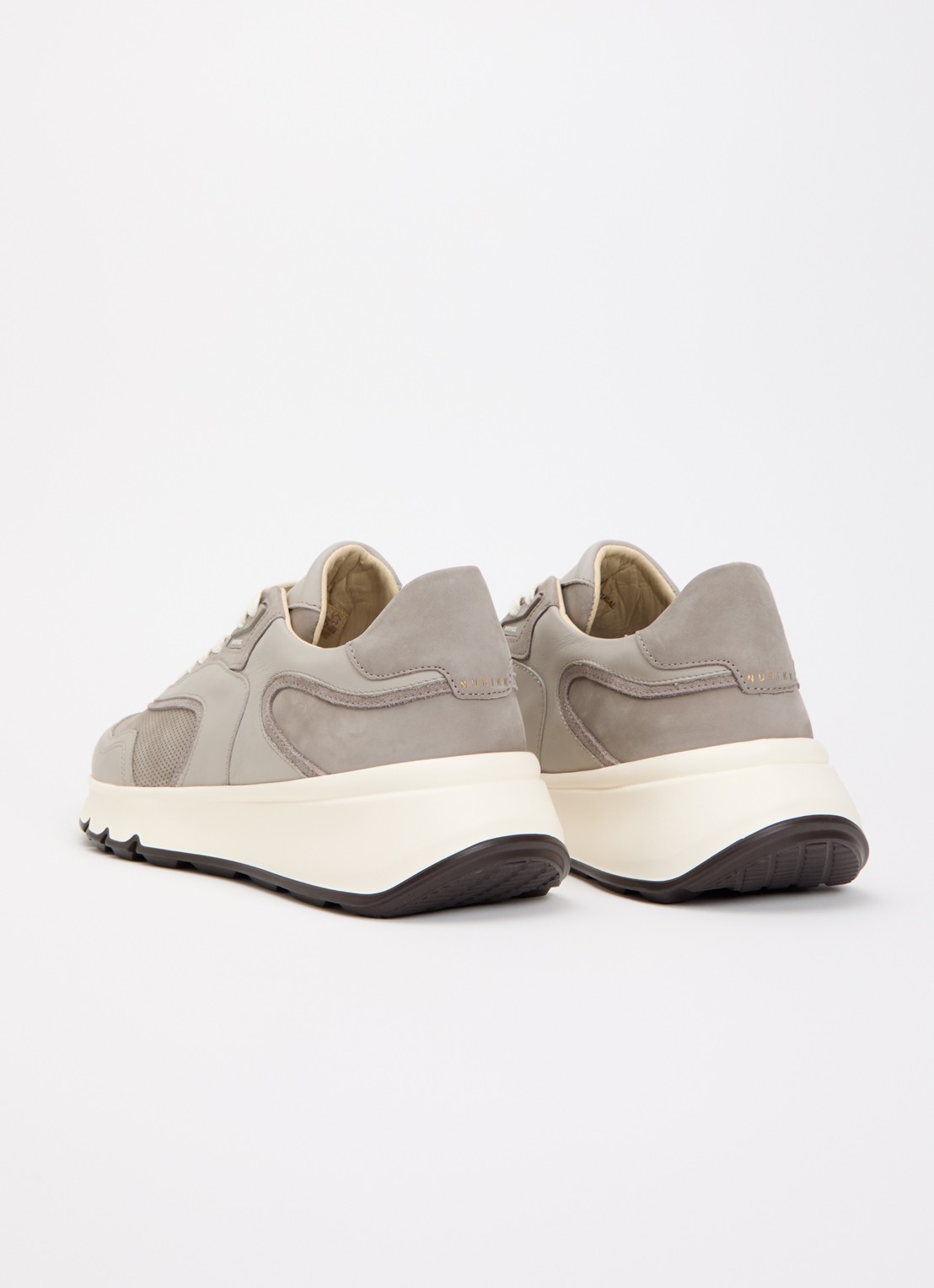Nubikk Luca Noa sneaker met leren details  - achterkant 4 grijs