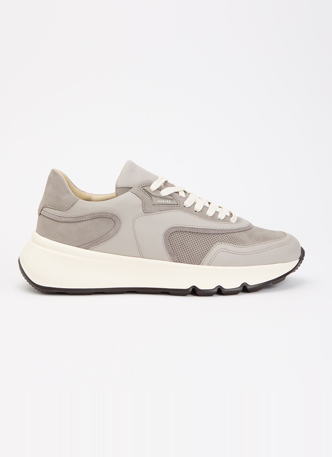 Nubikk Luca Noa sneaker met leren details  - voorkant 5 grijs