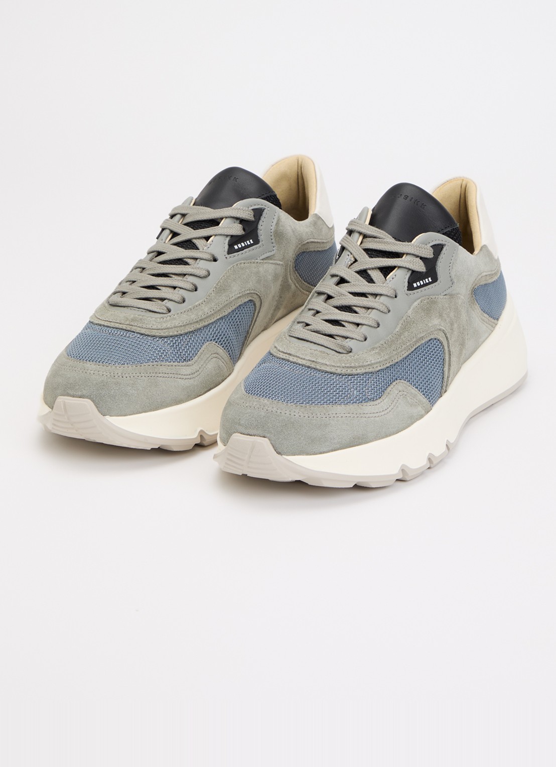 Nubikk Luca Noa sneaker met leren en suède details - detail grijs