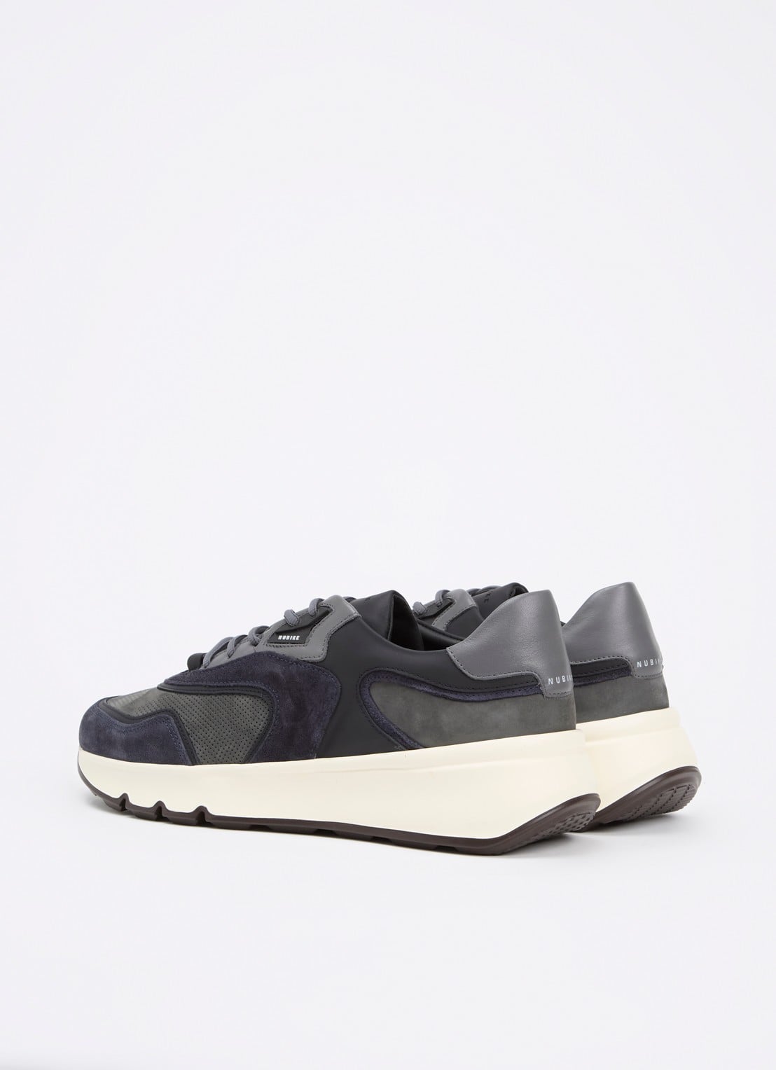 Nubikk Luca Noa sneaker van suède met mesh details - achterkant 2 antraciet