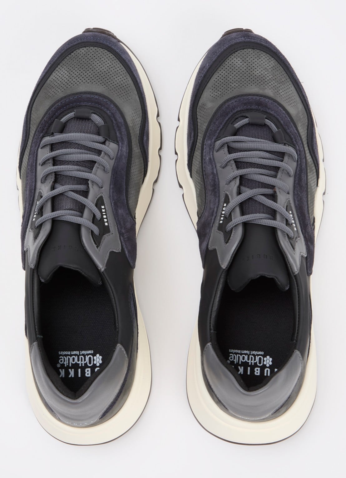 Nubikk Luca Noa sneaker van suède met mesh details - detail 4 antraciet