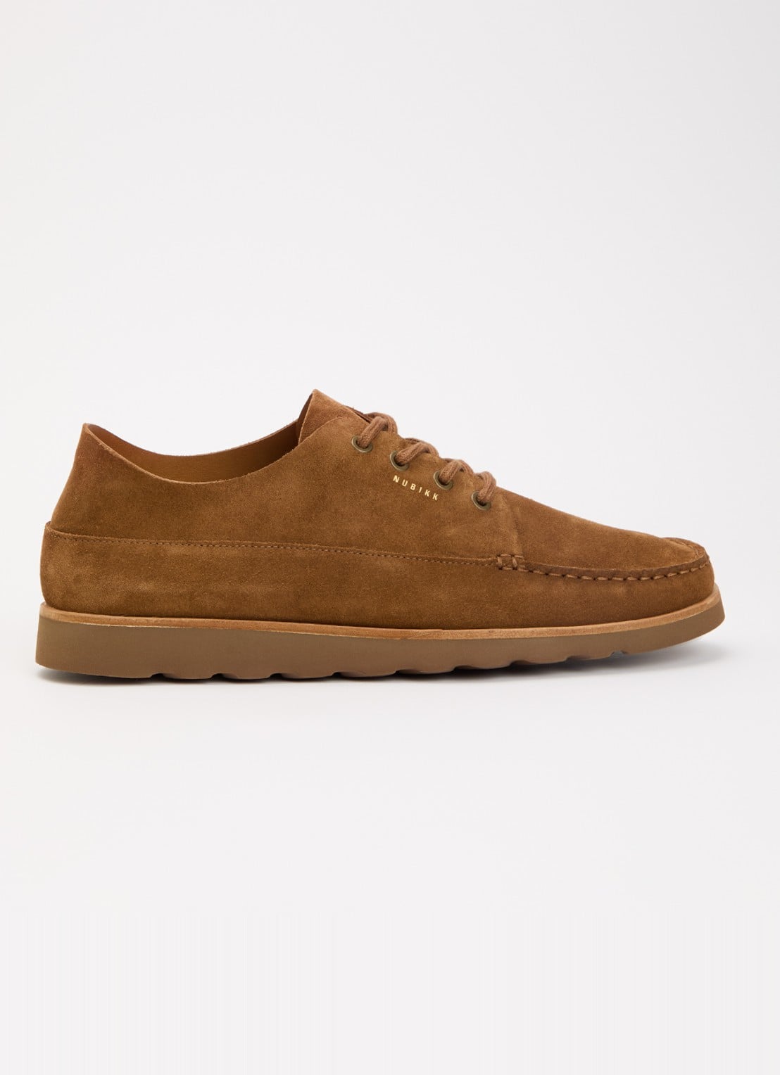 Nubikk Milo Macaw II casual veterschoen van suède - voorkant 4 cognac