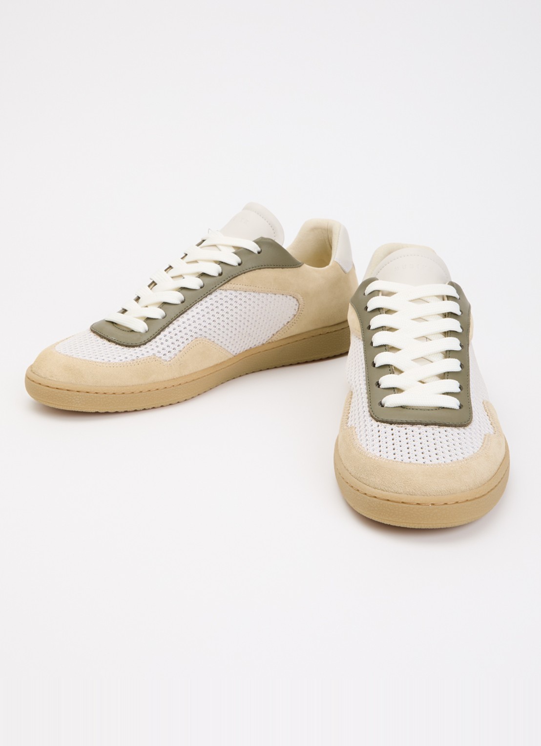 Nubikk Ray Joss sneaker van suéde met details van mesh en leer  - detail creme