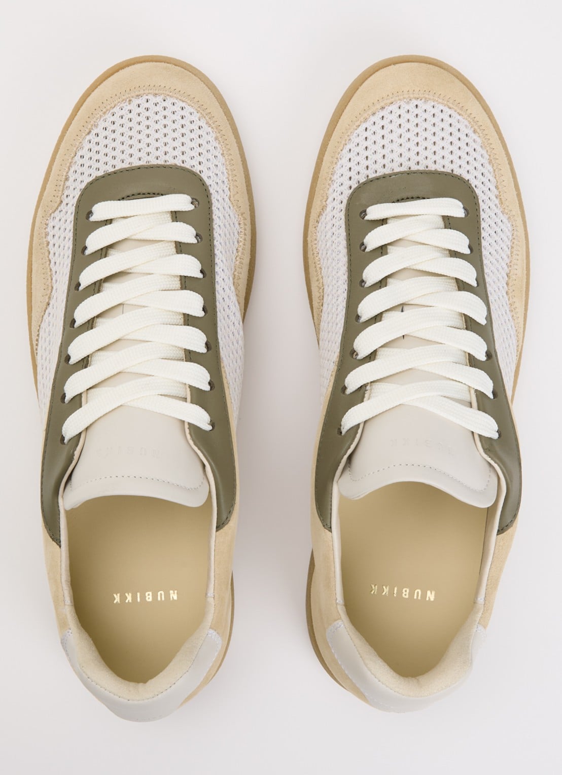 Nubikk Ray Joss sneaker van suéde met details van mesh en leer  - detail 2 creme