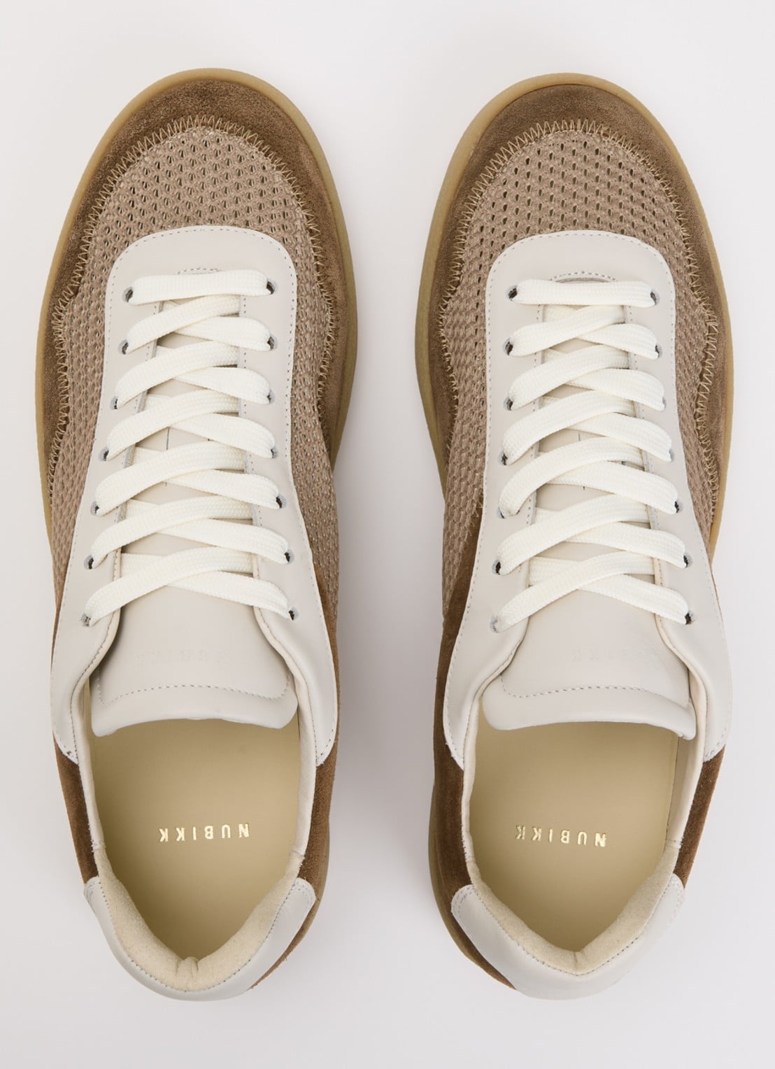 Nubikk Ray Joss sneaker van suéde met details van mesh en leer  - detail 2 bruin