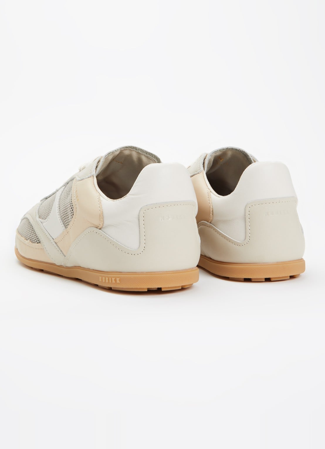 Nubikk Riley Morgan sneaker van leer met mesh details - achterkant donkerbeige