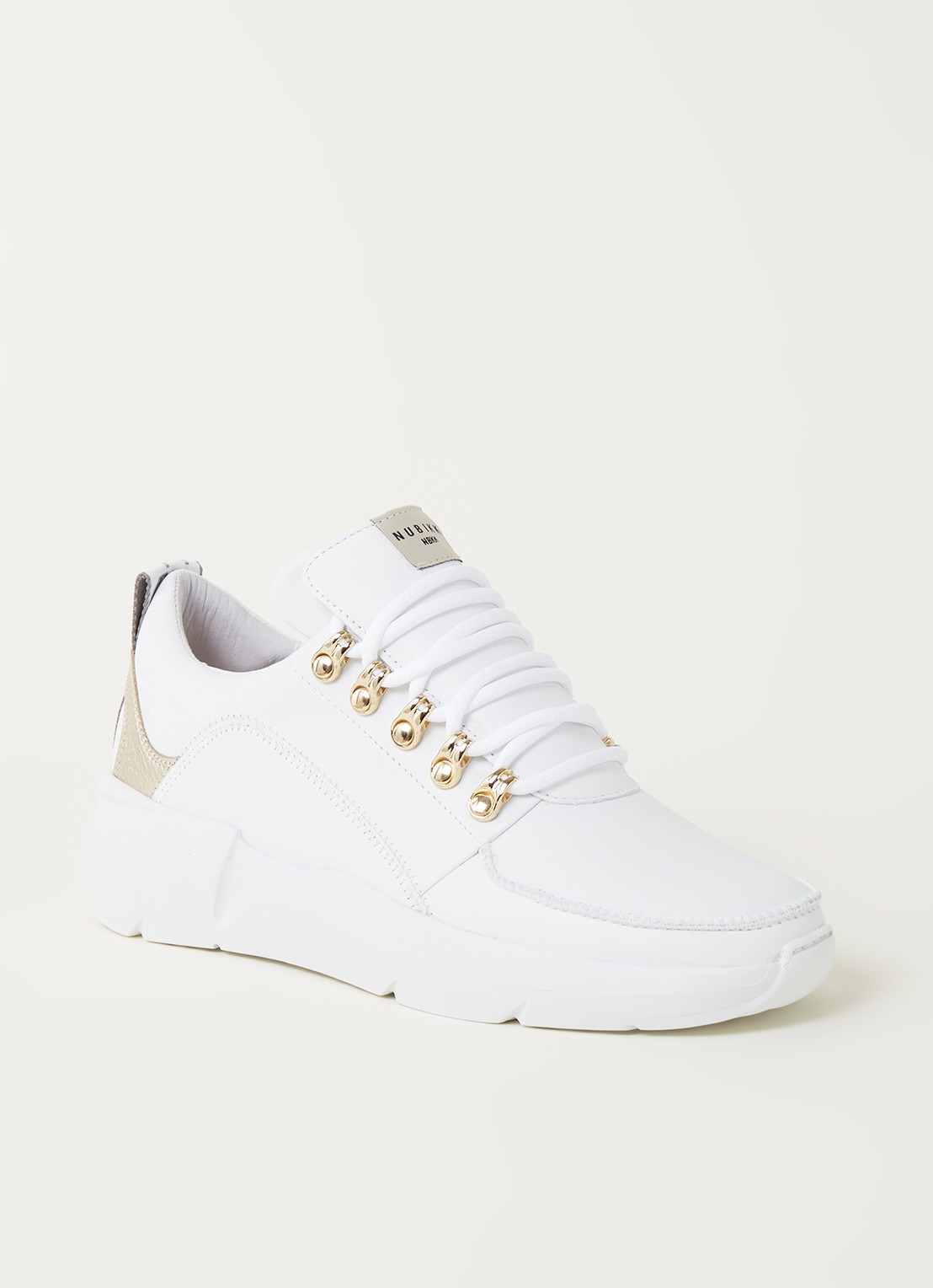 Nubikk Roque Royal L sneaker van leer met suède details - voorkant wit