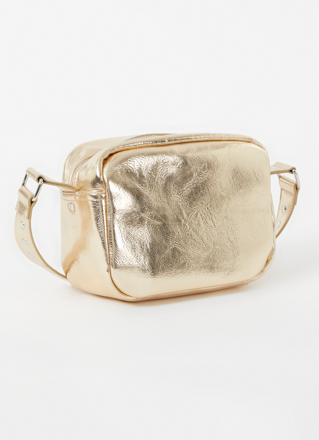 Núnoo Ellie schoudertas met afneembare schouderriem en metallic finish - achterkant 2 goud