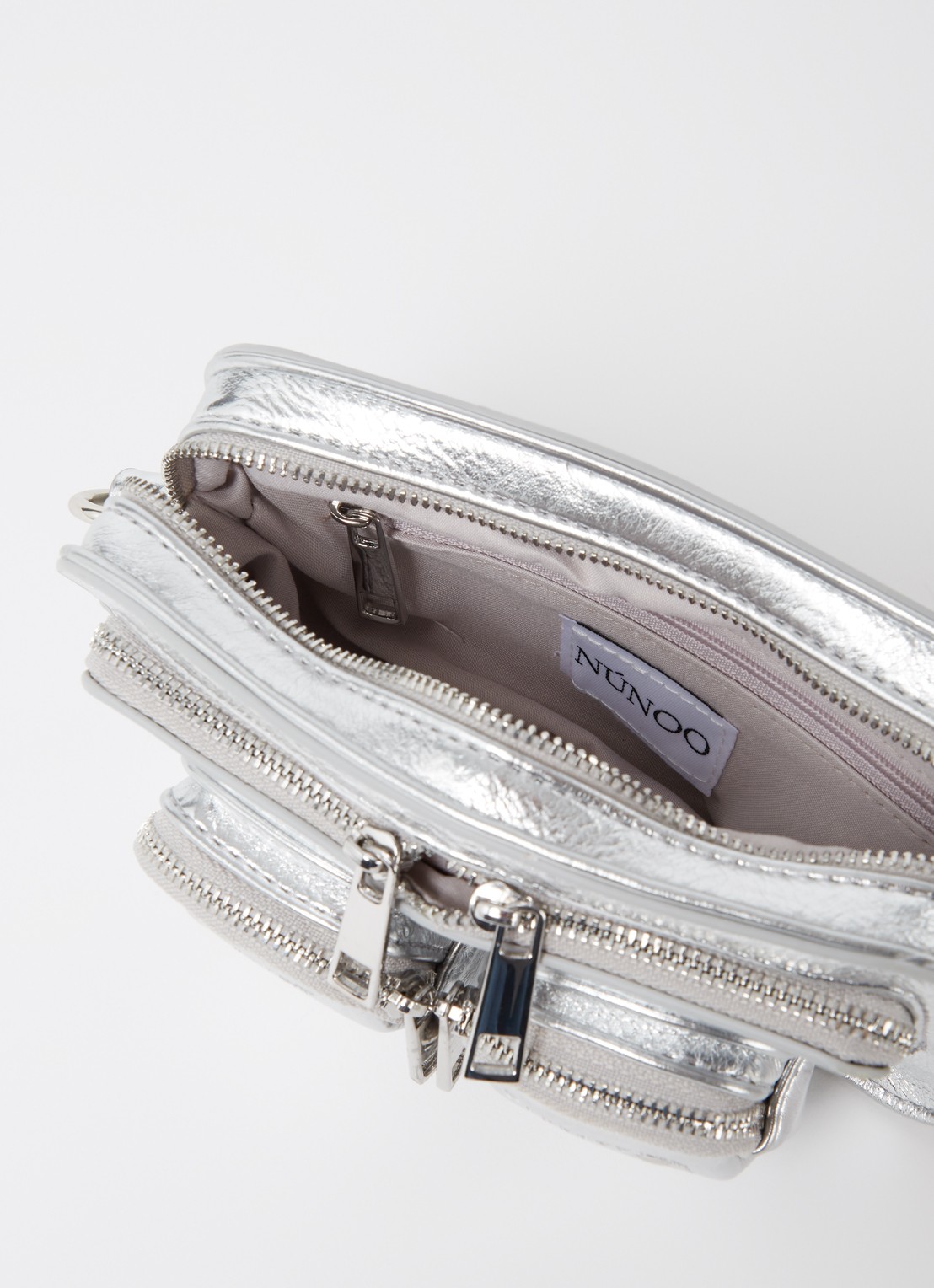 Núnoo Helena handtas met afneembare schouderriem en metallic finish - detail 2 zilver
