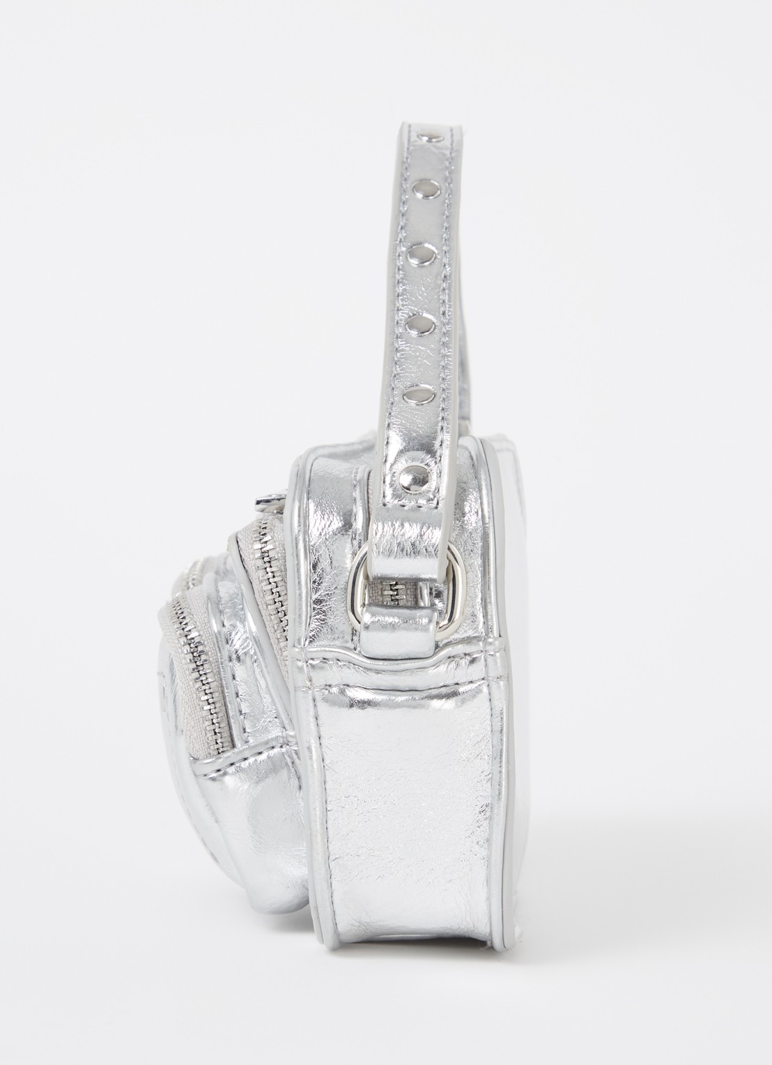 Núnoo Helena handtas met afneembare schouderriem en metallic finish - detail 3 zilver
