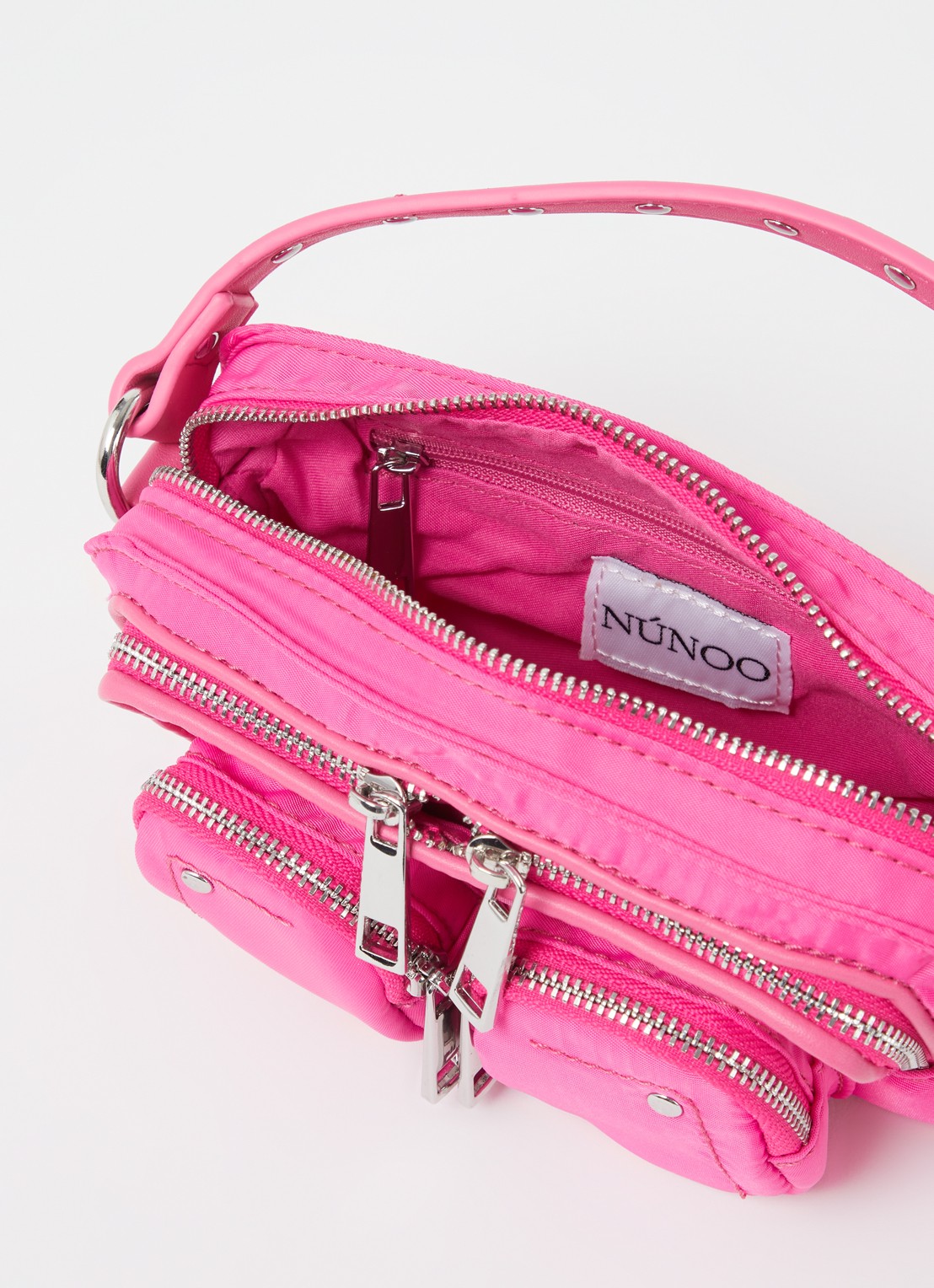 Núnoo Helena handtas met afneembare schouderriem - detail fuchsia