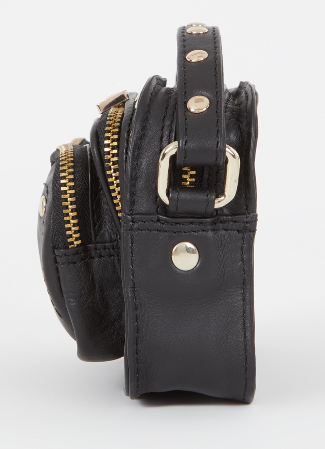 Núnoo Helena Pure Disco handtas van leer met studs - detail 4 zwart